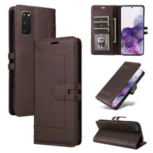 () Flip Case For Samsung Galaxy S20 Premium PU Leather Card Slots Magnetic Buckle Closure RFID Blocking Kickstand