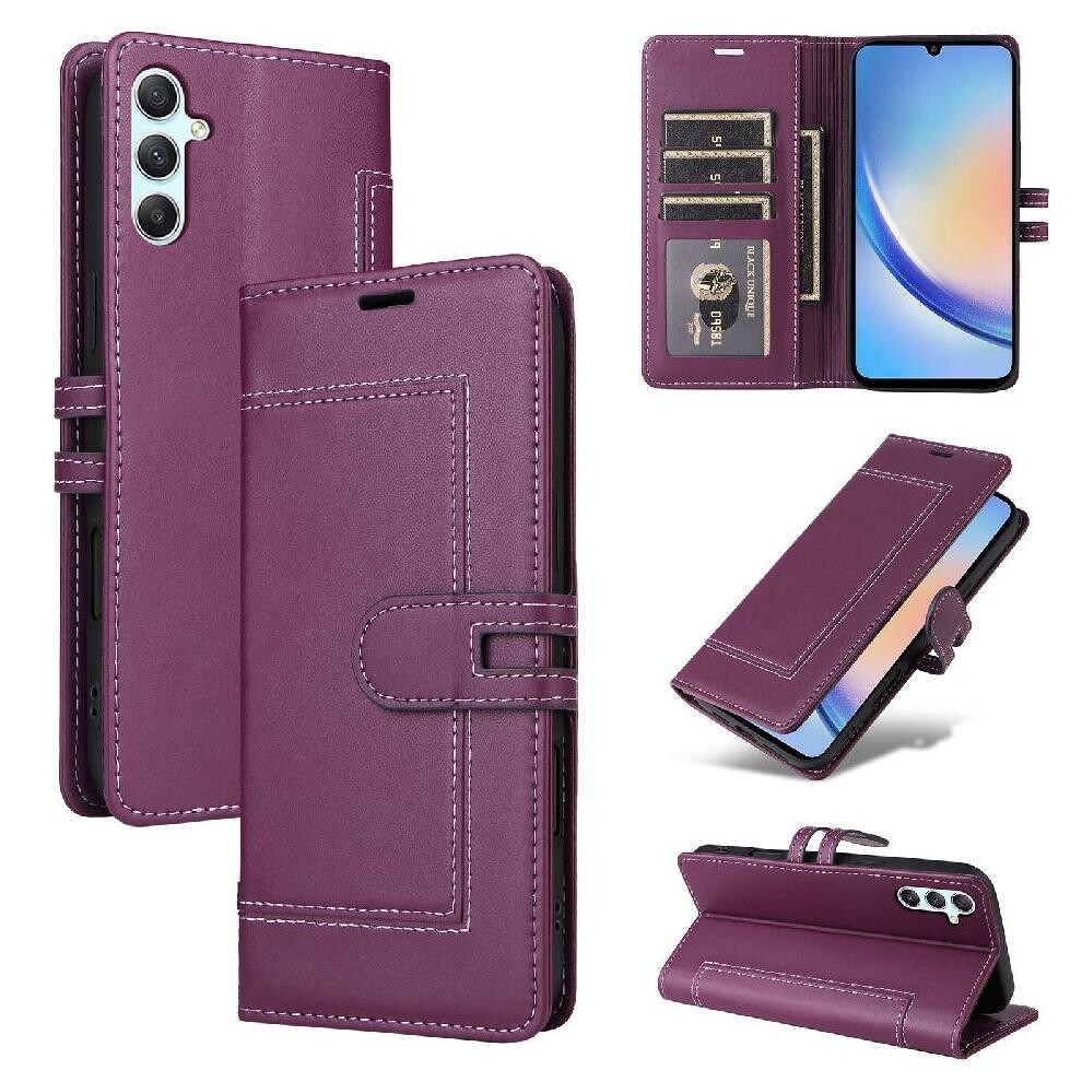() Flip Case For Samsung Galaxy A34 5G Rfid Blocking Kickstand Card Slots Premium Pu Leather Magnetic Buckle Closure 764563246434