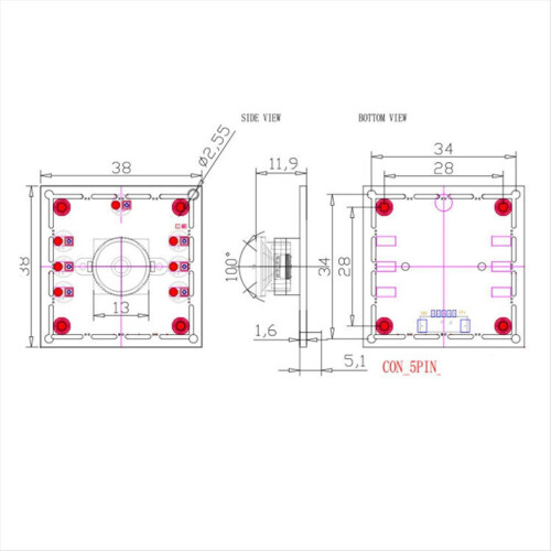 5 x 100 camera modules with 0.6 m cable for Windows XP/7/8/10 1