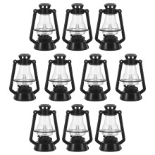 10St Mini Kerosinelampen Vintage Stijl Zwarte Plastic Tafeldecoratie