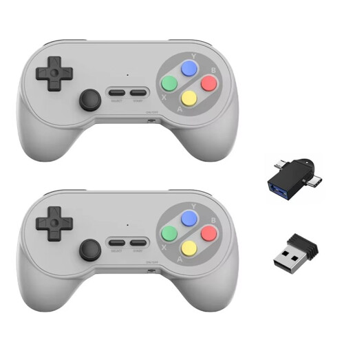 PC07 Kabelloser Gamecontroller mit Dual-Empfänger, Retro-Gamepad für PC, DInput, Android TV, Arcade-Spiele B