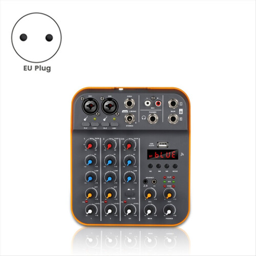 4-channel audio mixer, DJ console mixer with reverb, EU plug 2