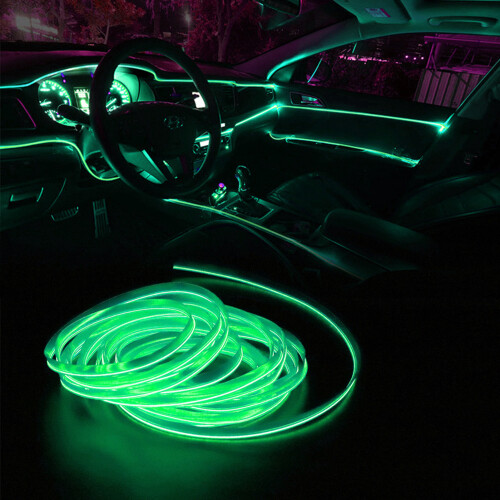 Car Interior LED Light Strip 4m Green Auto Decorative Lighting