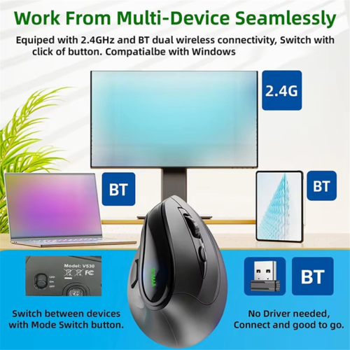 2.4G Wireless Game Mouse Ergonomic Mouse with RGB Backlighting Black 1