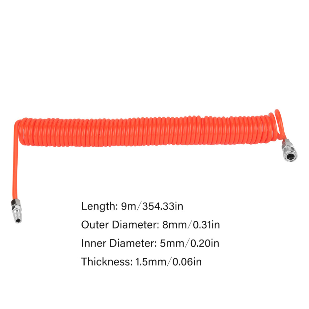 8Mm*5Mm 9M Red Flexible Pu Recoil Air Hose For Compressor 4661392655054