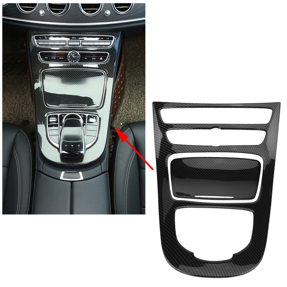 Car Gear Shift Panel Trim For E Class W213 2016-2018 Carbon/Gloss Black 5041392677574