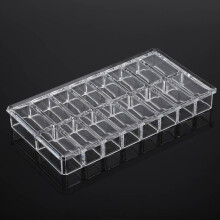 16-Compartment Transparent Acrylic Organizer Box, 22x12x2.5cm