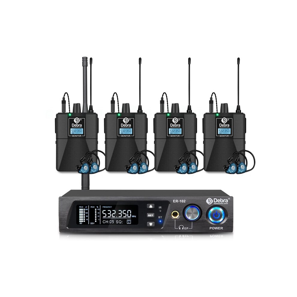 Brecantia Debra Professional Audio Professional Uhf Iem Er-102 Wireless In-Ear Monitoring System With Dual Tx For Performers