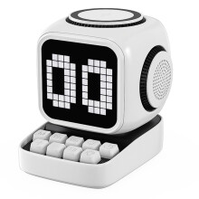 Retro Pixel Art Speaker 15W Wireless Charger Clock White Noise Speaker Home Decoration Cute Gift White