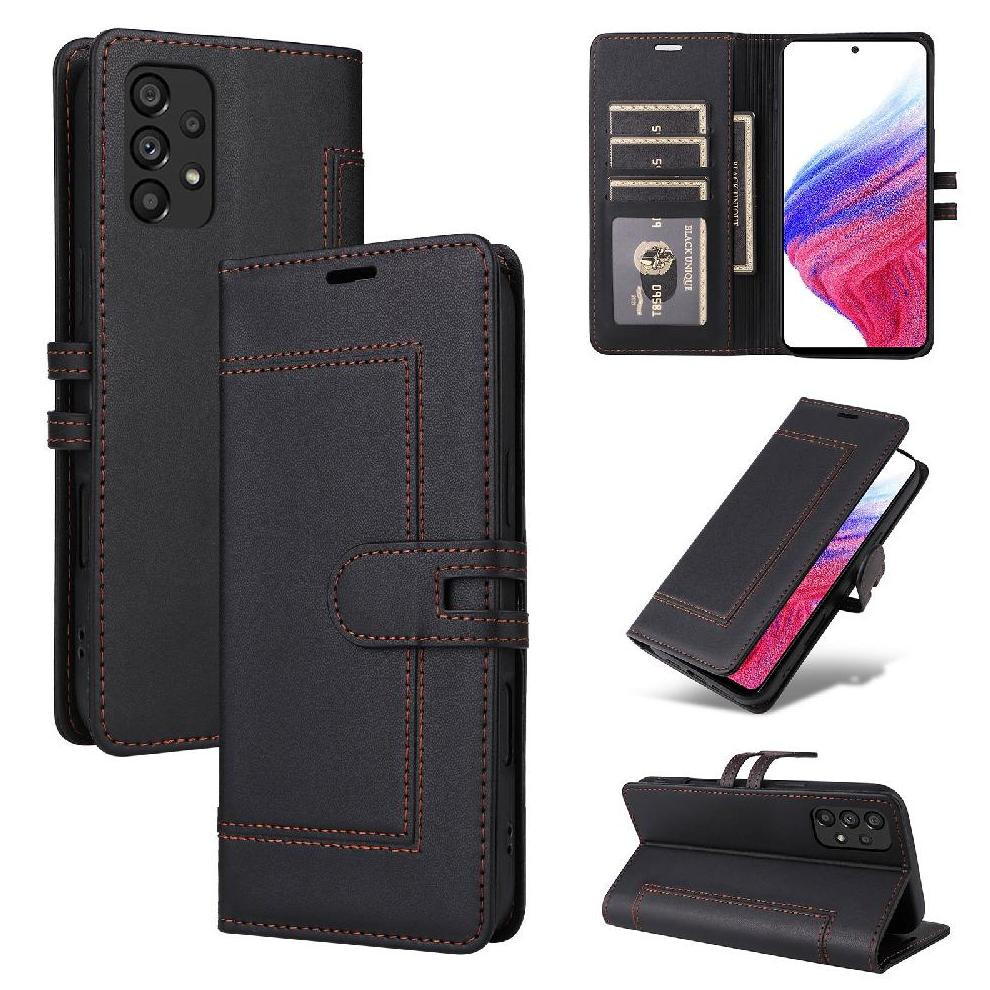 () Flip Case For Samsung Galaxy A73 5G Premium Pu Leather Rfid Blocking Card Slots Magnetic Buckle Closure Kickstand 764563245963