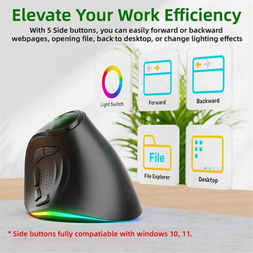 2.4G Wireless Game Mouse Ergonomic Mouse with RGB Backlighting Black 2