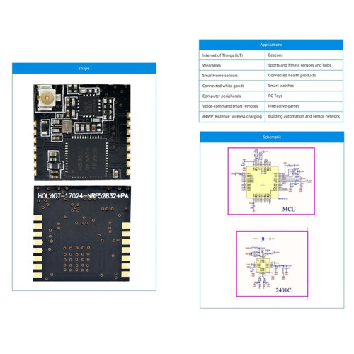 Holyiot Módulo Nordic NRF52832 PA IPX com  Low