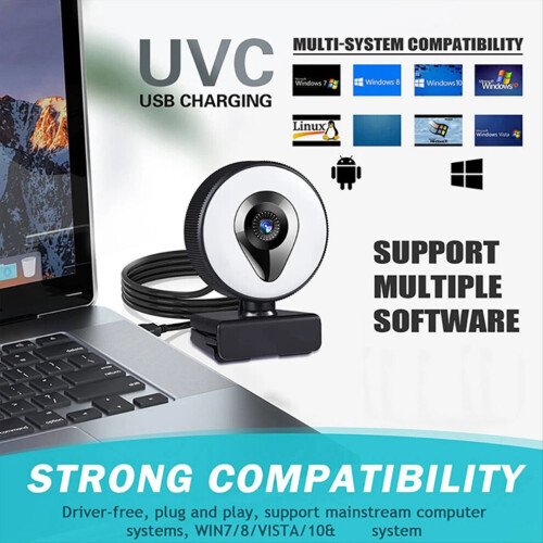 Live stream web camera Full HD 1080p LED fill light 30 FPS 2