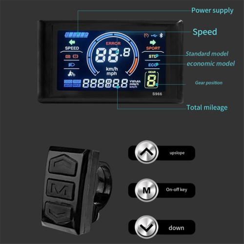 24-72V E-Bike LCD-S966 Colorful Display Control Panel SM Connector 1