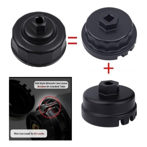 Oil filter wrench, draining tool and advanced oil funnel with engine thread. 2