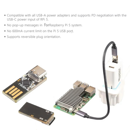 PD-adapter met kabel, mini PD-triggeractivering, voeding USB-A naar USB-C 2