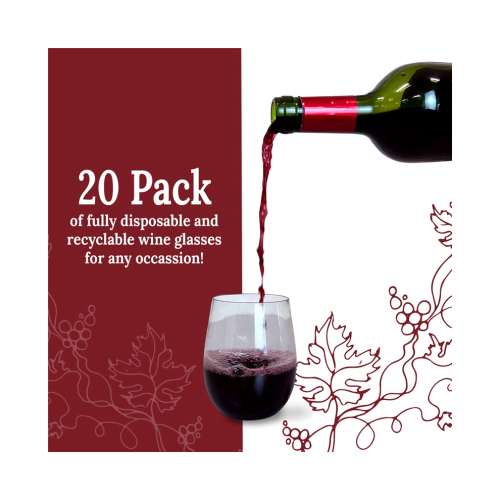 Disposable wine glasses, stemless plastic wine glasses 2