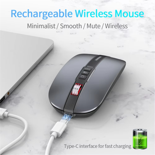 Wireless Bluetooth Mouse 2.4G Wireless Office Mouse Tablet PC Silver 1