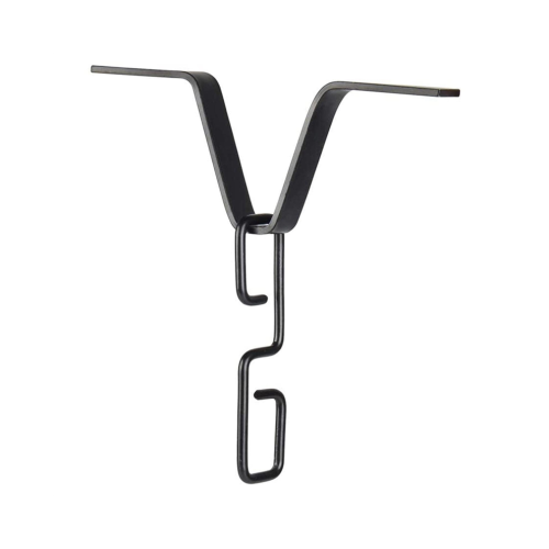 Black V-shaped rain chain adapter with S-shaped hook, for 1