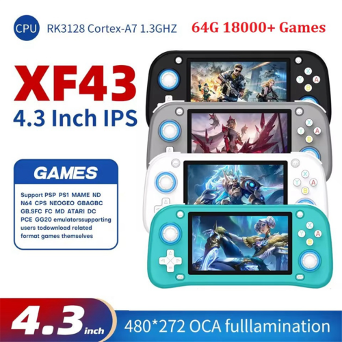 XF43 Retro Handheld Gameconsole, 4,3 inch IPS-scherm, wit 1
