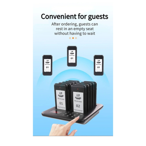 Wireless Restaurant Pager + 10 Coasters, Buzzer Pager Receiver, EU Plug 2