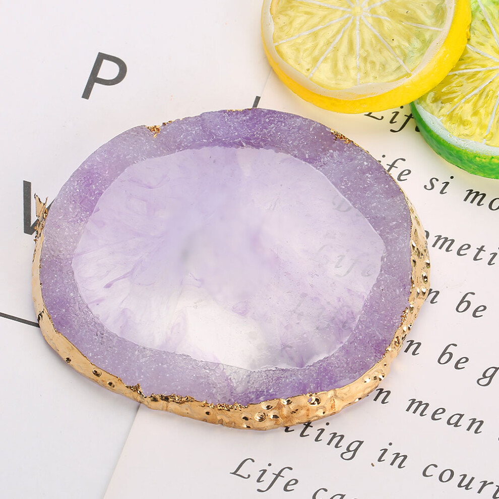 Nail Art DIY Tool: Resin Paint Palette with Gold Edging Purple for Manicure