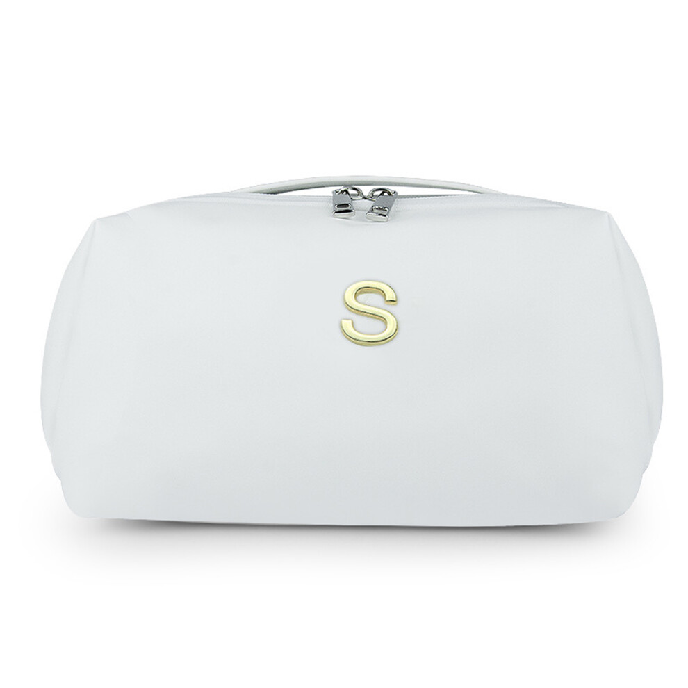 Cosmetic Organizer with Compartments Waterproof PU Bag-Letter S
