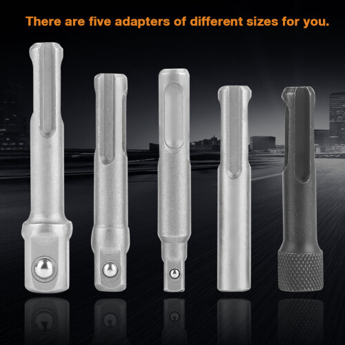 3PC SDS Plus Steel Socket Adapter Set, Chrome-Vanadium, Multiple Sizes 2