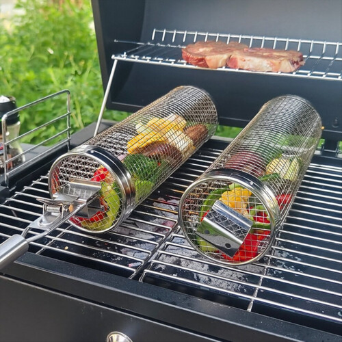 Grillnät i rostfritt stål, rund grillkorg 1