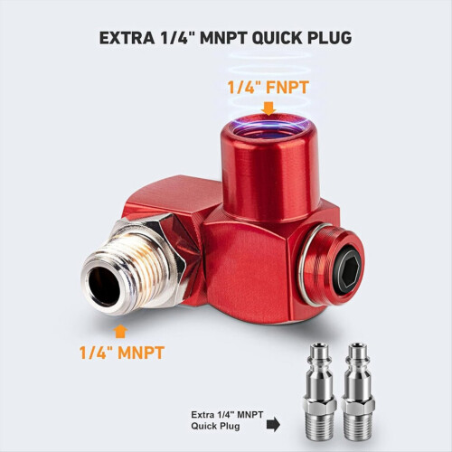 Set van 2 draaibare luchtslangkoppelingen van 1/4 inch NPT 2