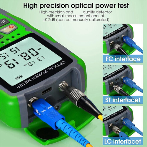 Rechargeable fiber optic cable tester with RJ45 network testing 1