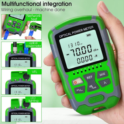 Rechargeable fiber optic cable tester with RJ45 network testing 2