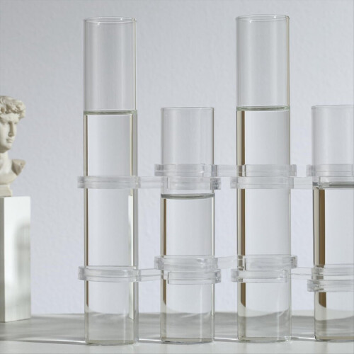 Hopfällbar blomvas, transparent cylinder, provrör, förökningsstation 1