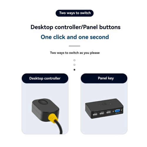 2-Port VGA KVM-Switch Two-in-One-Out mit Desktop-Controller 1