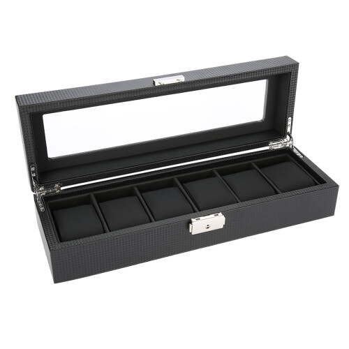 6 Watches Leather Display Case – Black, 35x11.5x8cm 1
