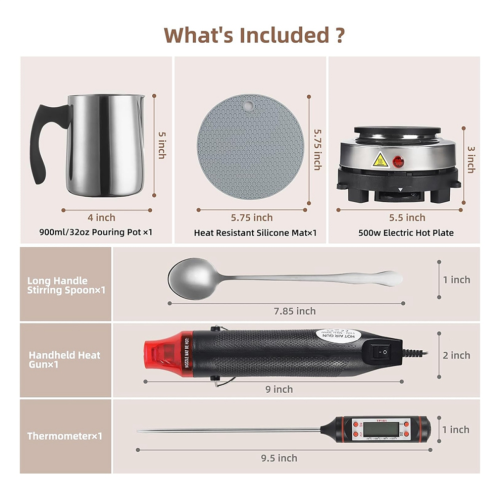 Candle making kit for beginners, 900 ml watering can, EU plug 1