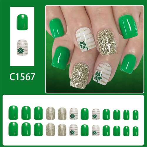 Pack of 24 Various Size Light Green Leaf Pattern Gold Glitters 1
