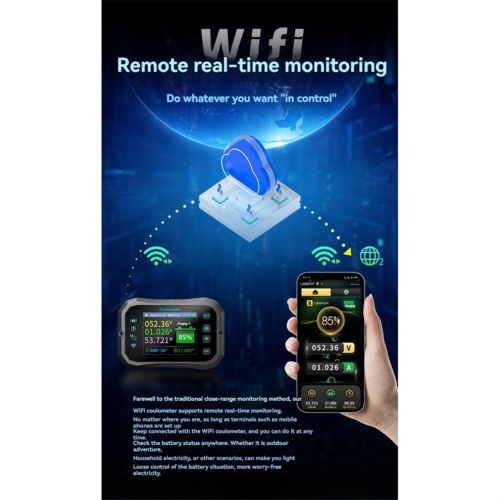 KM140F WiFi Coulomb Meter 400A Volt-Ammeter for all batteries 2