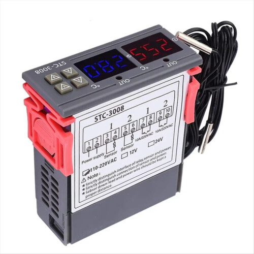 Dual Digital STC-3008 Temperature Controller with Two Relay Outputs, B 2