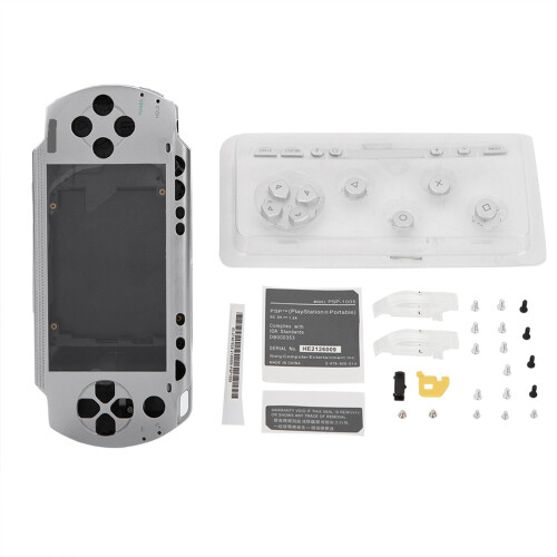 Full Shell Case Kit for PSP 1000 Silver with Buttons & Accessories 1