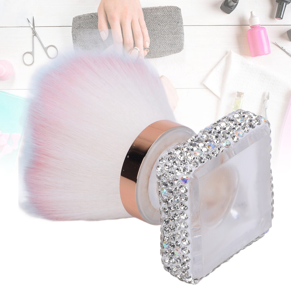 Silver Nail Dust Brush With Nylon Hair & Abs Handle For Nail Art Cleaning