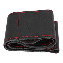 Steering Wheel Cover 37-38cm Cowhide Material Universal Black Red Laser Drilled