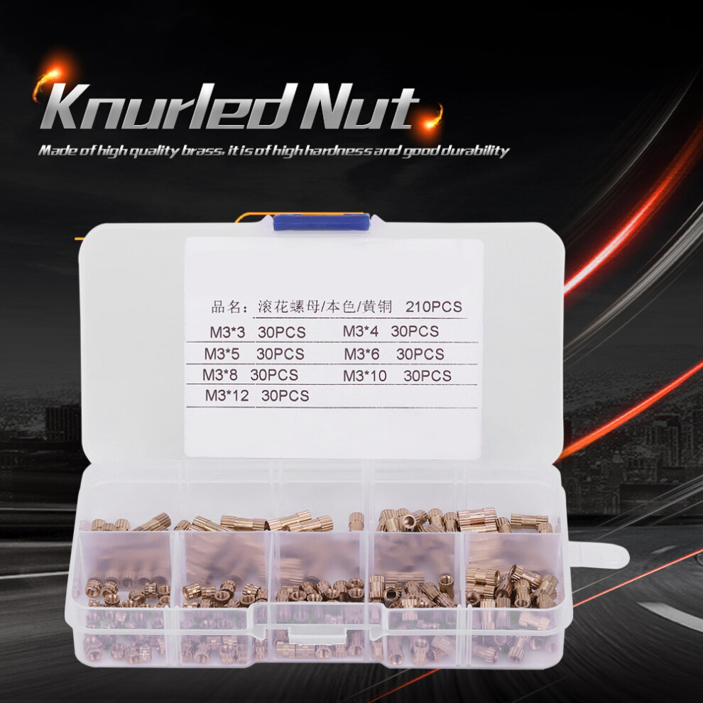 210 M3 Brass Knurled Insert Nuts Set