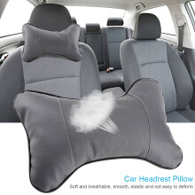 Soft Gray Car Headrest Pillow for Neck Support, Breathable, 25x16x7cm