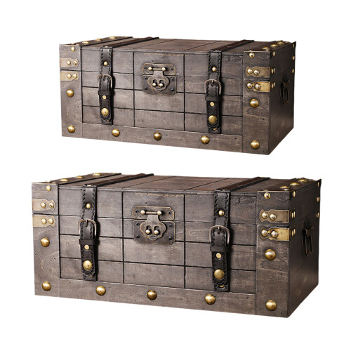 Lockable Wooden Storage Container Photo Prop-big and small