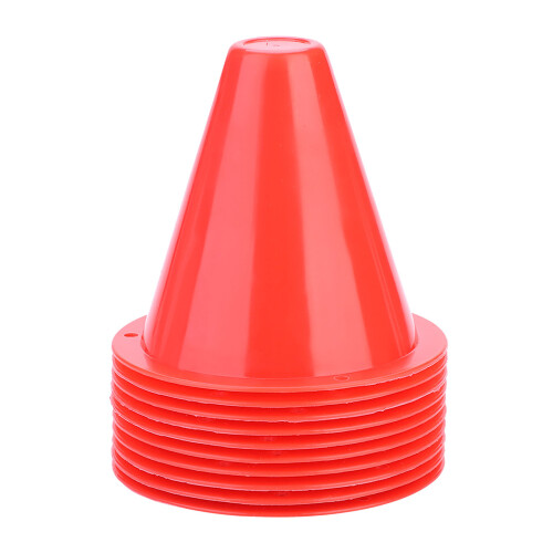 10pcs Soccer Cones Markers Set, 8.5cm, Red, Durable PE 2