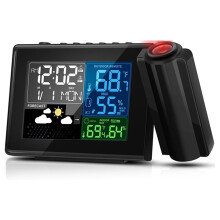 Weather Station Wireless Outdoor Thermometer Weather Forecast Projection Alarm Clock with Temperature and Humidity