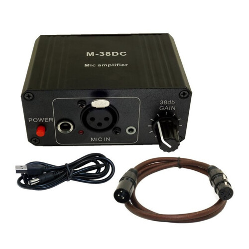 Protable Microphone Preamp 48V Phantom Power High Gain XLR Output Mic Preamplifier for Dynamic/Condenser Microphone C
