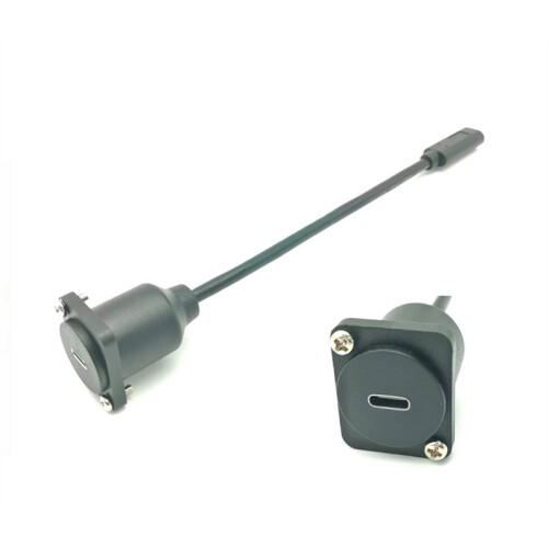 10Gbps USB C Panel Mount Adapter USB3.1 Type C Female to Female Cable D-Typel/XLR Panel Mount USB C Extension Cable 20cm 2
