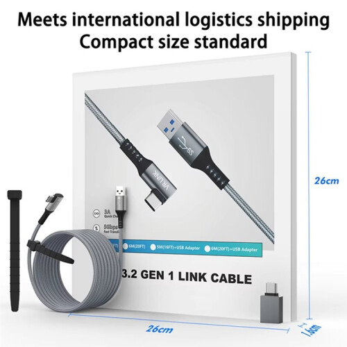 5M Data Cable VR Type-C Streaming Cable USB 3.0 Gen 1 Link Cable for Quest 2 USB Type-C Adapter VR Accessories